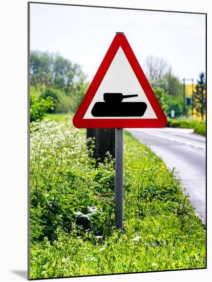 Road Sign - Milatary Vehicles (Tank) - UK - England - United Kingdom - Europe-Philippe Hugonnard-Mounted Photographic Print