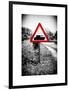 Road Sign - Milatary Vehicles (Tank) - UK - England - United Kingdom - Europe-Philippe Hugonnard-Framed Art Print