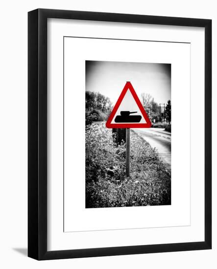 Road Sign - Milatary Vehicles (Tank) - UK - England - United Kingdom - Europe-Philippe Hugonnard-Framed Art Print