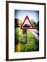 Road Sign - Milatary Vehicles (Tank) - UK - England - United Kingdom - Europe-Philippe Hugonnard-Framed Art Print