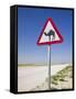 Road Sign-Road to Al-Zubar, Al-Zubara, Qatar-Walter Bibikow-Framed Stretched Canvas