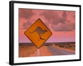 Road Sign, Shark Bay National Park, Western Australia, Australia-Doug Pearson-Framed Photographic Print