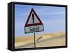 Road Sign Warning of Sand, Swamopmund, Namibia, Africa-Ann & Steve Toon-Framed Stretched Canvas