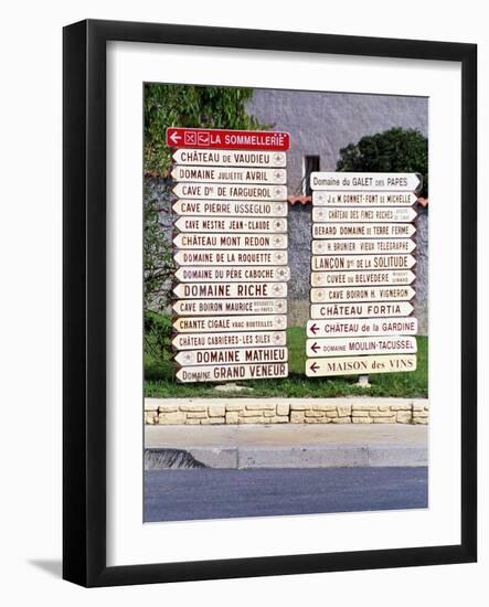 Road Signs to Wine Producers in Chateauneuf-Du-Pape, France-Per Karlsson-Framed Photographic Print