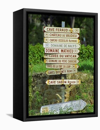 Road Signs to Wine Producers in Chateauneuf-Du-Pape, Provence, France-Per Karlsson-Framed Stretched Canvas