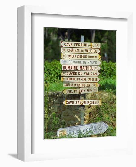 Road Signs to Wine Producers in Chateauneuf-Du-Pape, Provence, France-Per Karlsson-Framed Photographic Print