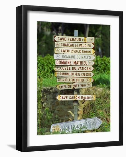 Road Signs to Wine Producers in Chateauneuf-Du-Pape, Provence, France-Per Karlsson-Framed Photographic Print