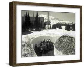 Road Through Snow, Near Paradise Inn, 1921-Asahel Curtis-Framed Giclee Print