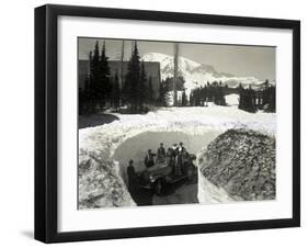 Road Through Snow, Near Paradise Inn, 1921-Asahel Curtis-Framed Giclee Print