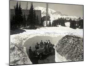 Road Through Snow, Near Paradise Inn, 1921-Asahel Curtis-Mounted Giclee Print