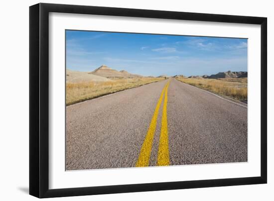 Road Through the Badlands National Park, South Dakota, United States of America, North America-Michael Runkel-Framed Premium Photographic Print