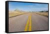 Road Through the Badlands National Park, South Dakota, United States of America, North America-Michael Runkel-Framed Stretched Canvas