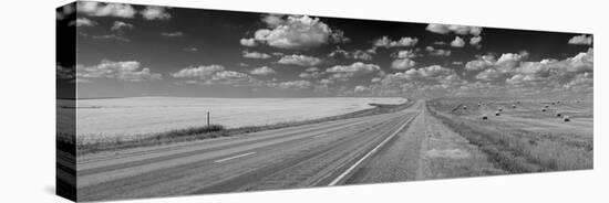 Road through the prairies of Eastern South Dakota, USA-null-Stretched Canvas