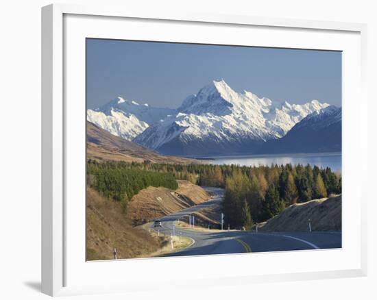 Road to Aoraki Mount Cook, Mackenzie Country, South Canterbury, South Island, New Zealand-David Wall-Framed Photographic Print