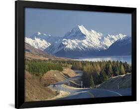 Road to Aoraki Mount Cook, Mackenzie Country, South Canterbury, South Island, New Zealand-David Wall-Framed Photographic Print