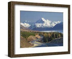 Road to Aoraki Mount Cook, Mackenzie Country, South Canterbury, South Island, New Zealand-David Wall-Framed Photographic Print