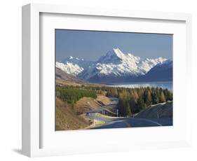 Road to Aoraki Mount Cook, Mackenzie Country, South Canterbury, South Island, New Zealand-David Wall-Framed Photographic Print