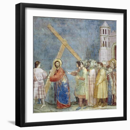 Road to Calvary, Detail from Life and Passion of Christ-Giotto di Bondone-Framed Giclee Print