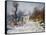 Road to Giverny in Winter-Claude Monet-Framed Stretched Canvas