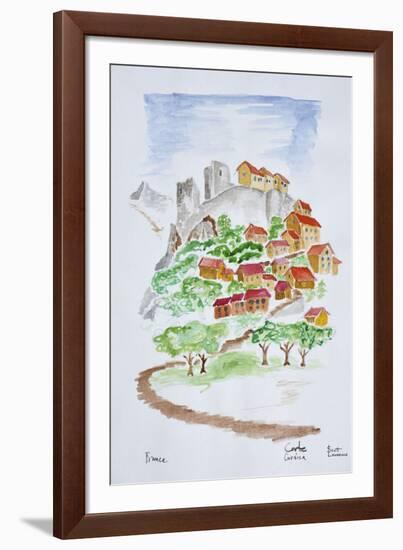 Road to the hilltop fortress of Corte, Corsica, France-Richard Lawrence-Framed Photographic Print
