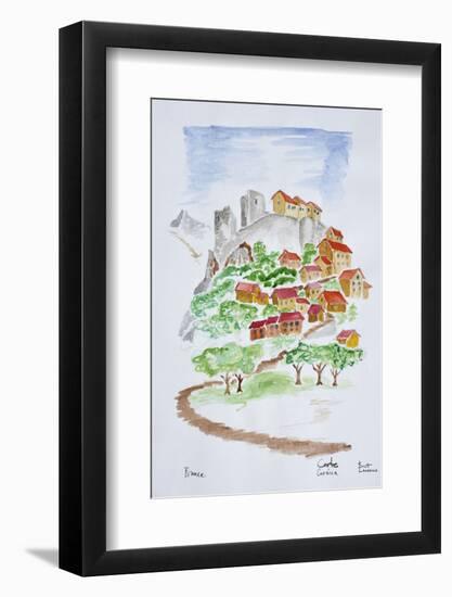 Road to the hilltop fortress of Corte, Corsica, France-Richard Lawrence-Framed Photographic Print