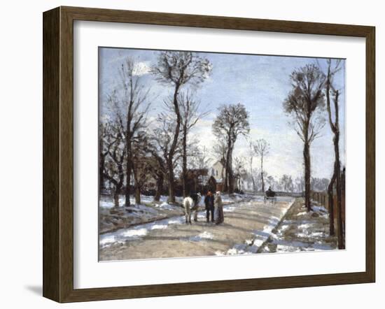 Road to  Versailles at Louveciennes: Winter and Snow-Camille Pissarro-Framed Art Print