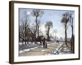 Road to  Versailles at Louveciennes: Winter and Snow-Camille Pissarro-Framed Art Print