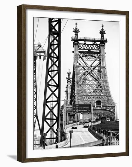 Road Traffic Exit on "59th Street Bridge" (Queensboro Bridge), Manhattan Downtown, NYC-Philippe Hugonnard-Framed Premium Photographic Print