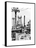 Road Traffic on "59th Street Bridge" (Queensboro Bridge), Manhattan Downtown, NYC, White Frame-Philippe Hugonnard-Framed Stretched Canvas