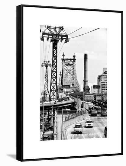 Road Traffic on "59th Street Bridge" (Queensboro Bridge), Manhattan Downtown, NYC, White Frame-Philippe Hugonnard-Framed Stretched Canvas