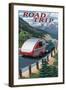 Road Trip - National Park WPA Sentiment-Lantern Press-Framed Art Print