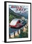 Road Trip - National Park WPA Sentiment-Lantern Press-Framed Art Print