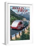 Road Trip - National Park WPA Sentiment-Lantern Press-Framed Art Print