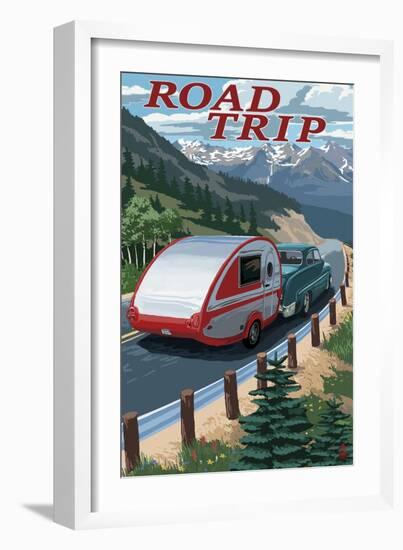 Road Trip - National Park WPA Sentiment-Lantern Press-Framed Art Print