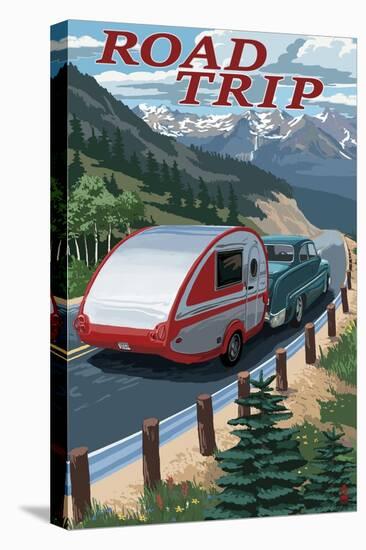 Road Trip - National Park WPA Sentiment-Lantern Press-Stretched Canvas