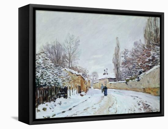 Road under Snow, Near Louveciennes, 1876-Alfred Sisley-Framed Stretched Canvas