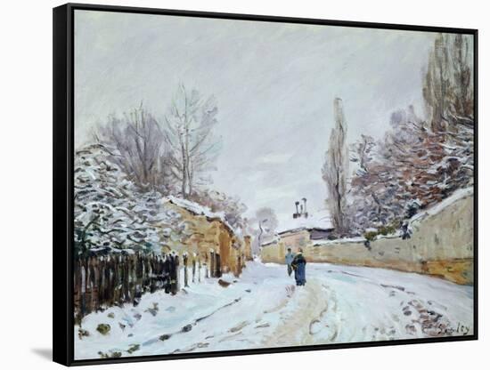 Road under Snow, Near Louveciennes, 1876-Alfred Sisley-Framed Stretched Canvas