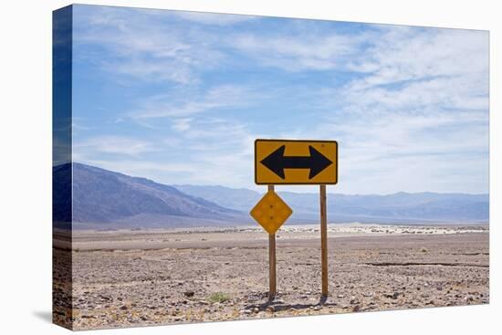 Road Warning Sign in Death Valley National Park-Paul Souders-Stretched Canvas