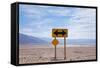 Road Warning Sign in Death Valley National Park-Paul Souders-Framed Stretched Canvas