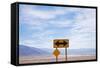 Road Warning Sign in Death Valley National Park-Paul Souders-Framed Stretched Canvas