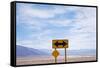 Road Warning Sign in Death Valley National Park-Paul Souders-Framed Stretched Canvas