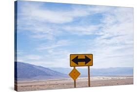 Road Warning Sign in Death Valley National Park-Paul Souders-Stretched Canvas