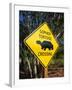 Road Warning Sign, J. N. Ding Darling Wildlife Refuge, Sanibel Island, Florida, USA-Tomlinson Ruth-Framed Photographic Print