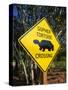 Road Warning Sign, J. N. Ding Darling Wildlife Refuge, Sanibel Island, Florida, USA-Tomlinson Ruth-Stretched Canvas