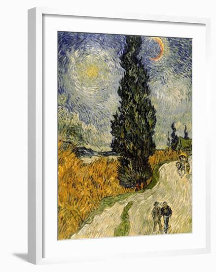 Road with Cypresses, c.1890-Vincent van Gogh-Framed Giclee Print