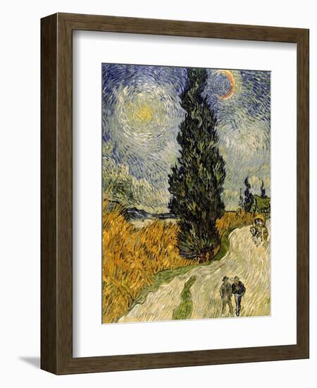 Road with Cypresses, c.1890-Vincent van Gogh-Framed Giclee Print