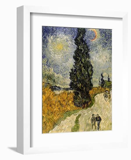 Road with Cypresses, c.1890-Vincent van Gogh-Framed Giclee Print