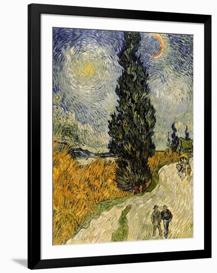 Road with Cypresses, c.1890-Vincent van Gogh-Framed Giclee Print