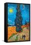 Road with Cypresses-Vincent van Gogh-Framed Stretched Canvas