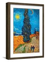 Road with Cypresses-Vincent van Gogh-Framed Art Print